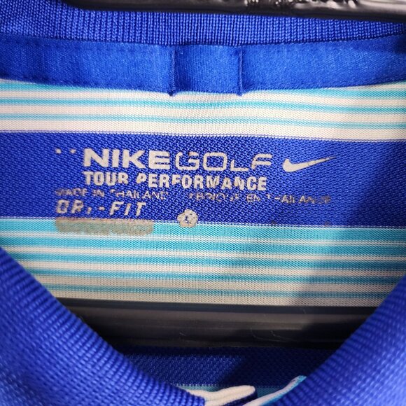 Men's Nike Golf Tour Performance Dri-Fit Polo Shirt Blue Stripes Short Sleeve L - Picture 5 of 10